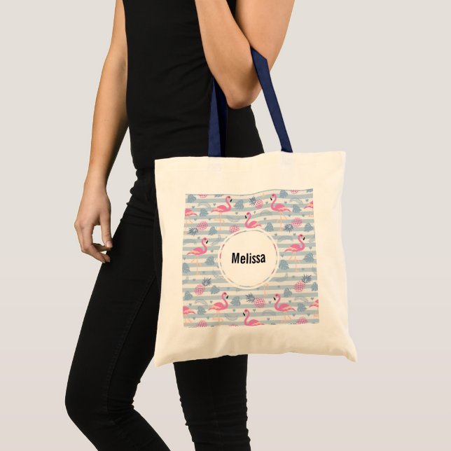 Tote Bag Patters de Whimsical Flamingo et Pineapple (Devant (produit))