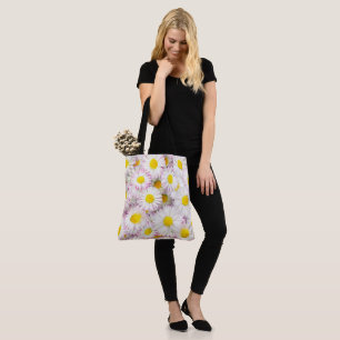 Tote Bag Patters Pink Purple Daisy Flower