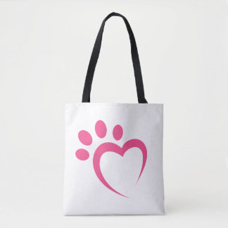 Tote Bag pattes d'amour icône coeur