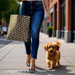 Tote Bag Pattes de chien élégantes marron 