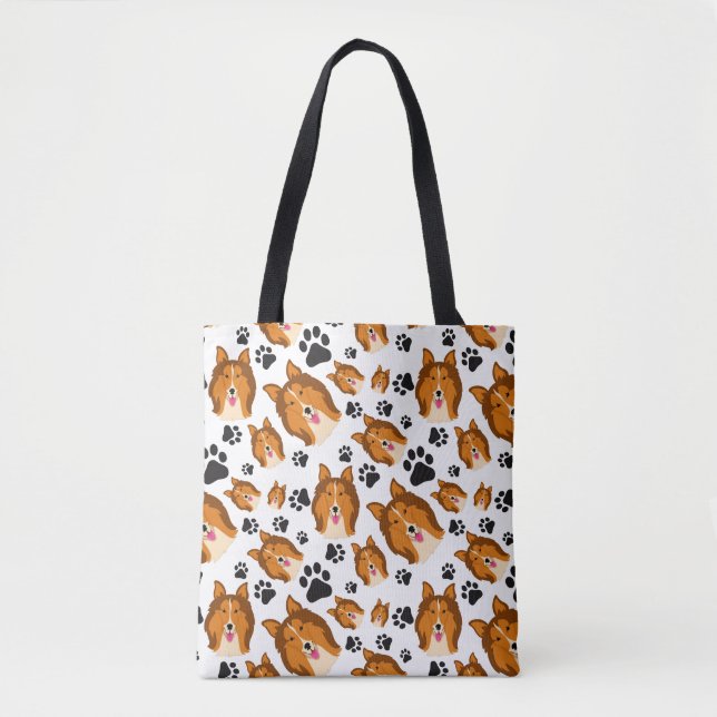 Tote Bag Pattes de chiot de chien de l'Ecosse Sheltie de (Devant)