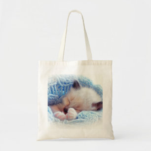 Tote Bag Pattes siamoises de chaton de sommeil