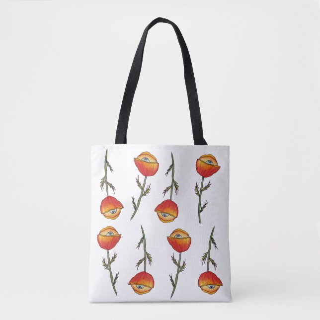 Tote Bag Pavot à l'aquarelle Floral Art Fourre-tout (Devant)