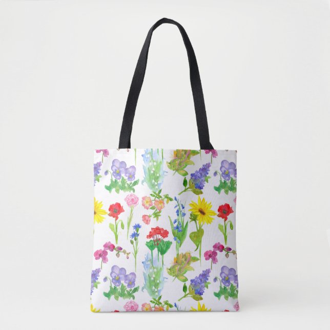 Tote Bag Pavot Fleur sauvage Fleurs d'aquarelle Botanique (Devant)
