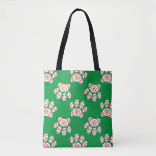 Tote Bag Paw Chien Pâte Peppermenthe En Rouge Vert Blanc