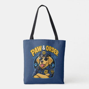 Tote Bag Paw & Order Chien de Police PNG, Sublimation Drôle