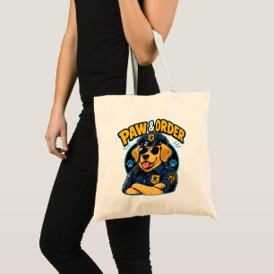 Tote Bag Paw & Order Chien de Police PNG, Sublimation Drôle