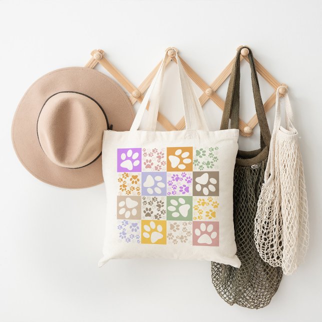 Tote Bag Paw pour animal de compagnie rétro À damiers (Créateur téléchargé)