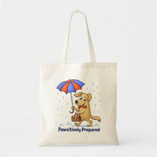 Tote Bag Pawsitively Prepared – Cute Dog with Umbrella