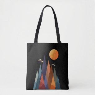 Tote Bag Paysage avec montagnes et soleil