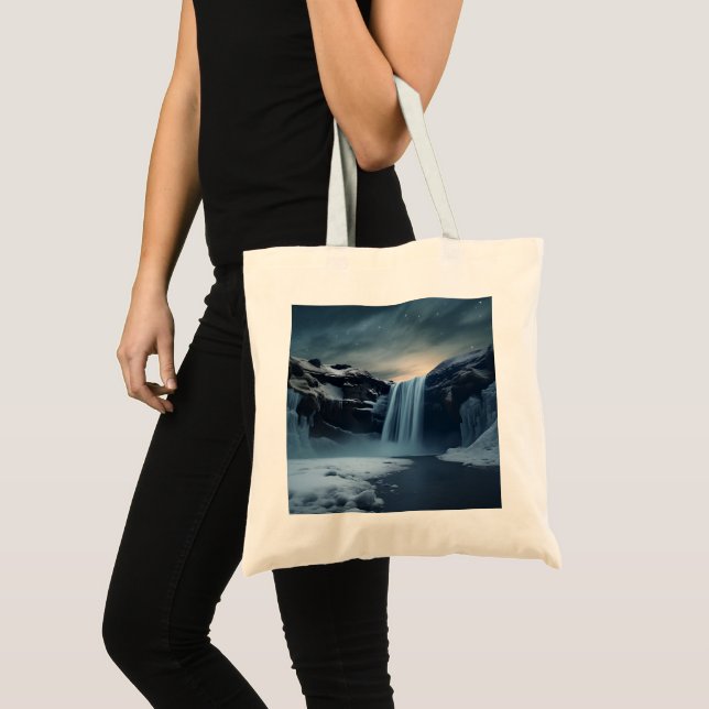 Tote Bag paysage de cascade en Islande (Devant (produit))