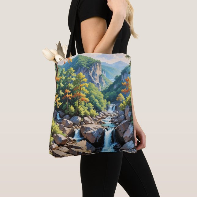 Tote Bag Paysage de la cascade de Serene Mountain (De près)