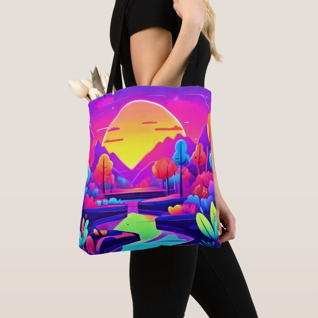 Tote Bag Paysage de Neon Sunset (De près)