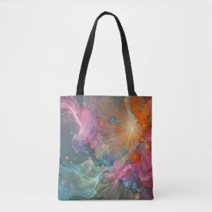Tote Bag Paysage de nuage floral en mousse de mer sarcelle