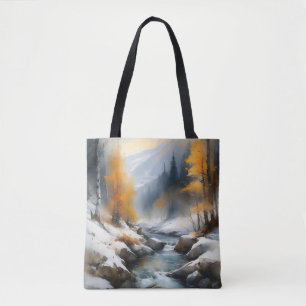 Tote Bag Paysage de rivière d'hiver serein