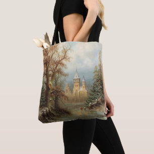 Tote Bag Paysage d'hiver romantique avec patineurs de glace