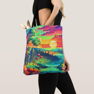 Tote Bag Paysage Fantastique au Coucher du Soleil