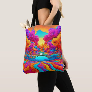 Tote Bag Paysage Fantastique Coloré