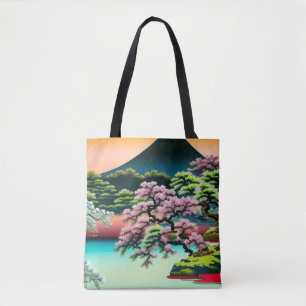 Tote Bag Paysage Fleurs de cerisiers asiatiques