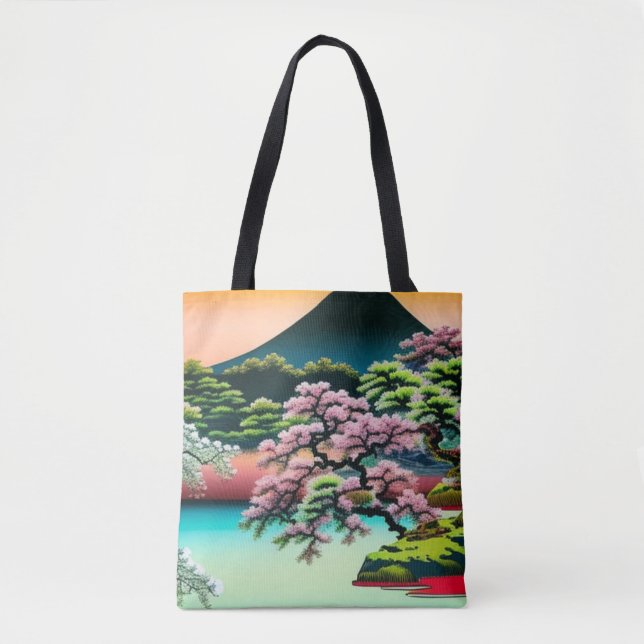 Tote Bag Paysage Fleurs de cerisiers asiatiques (Devant)