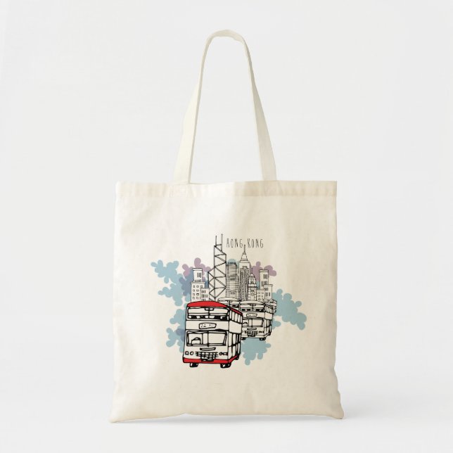 Tote Bag Paysage occupé de style de vie de Hong Kong (sans (Devant)
