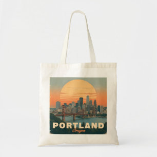 Tote Bag Paysage rétro de Portland Oregon Voyage vintage 