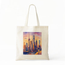 Paysage urbain de Shanghai Chine Voyage Aquarelle 