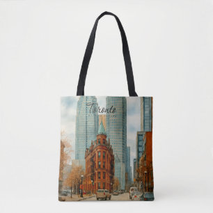 Tote Bag Paysage urbain de Toronto Canada Aquarelle vintage