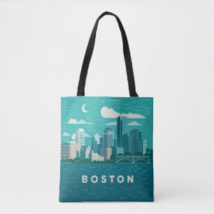 Tote Bag Paysage urbain nocturne du Massachusetts   Ville d