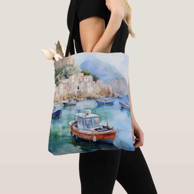 Tote Bag Paysages méditerranéens Peinture à l'huile (De près)