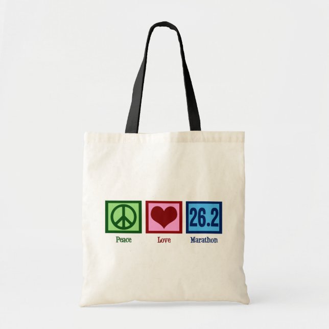 Tote Bag Peace Love 26.2 Marathon Runner (Devant)