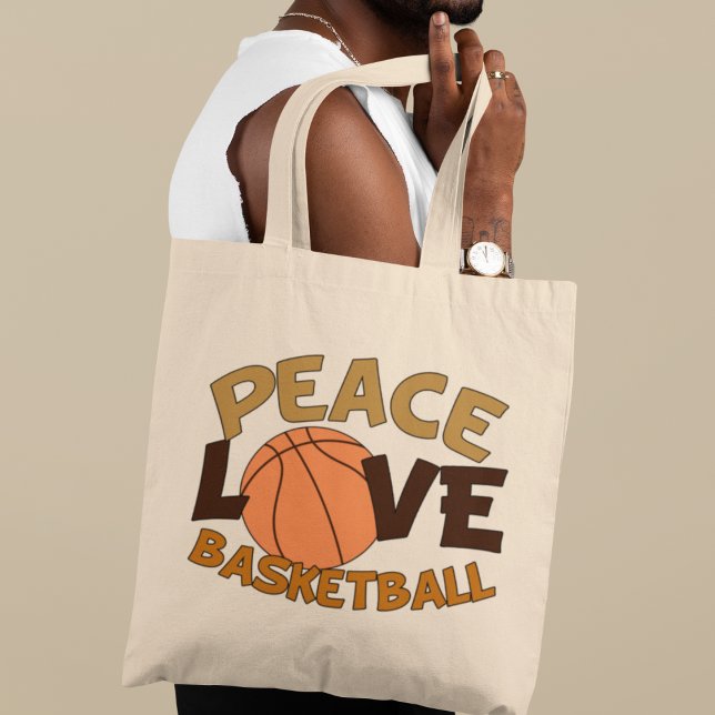 Tote Bag Peace Love Basketball Orange/Brown (Créateur téléchargé)
