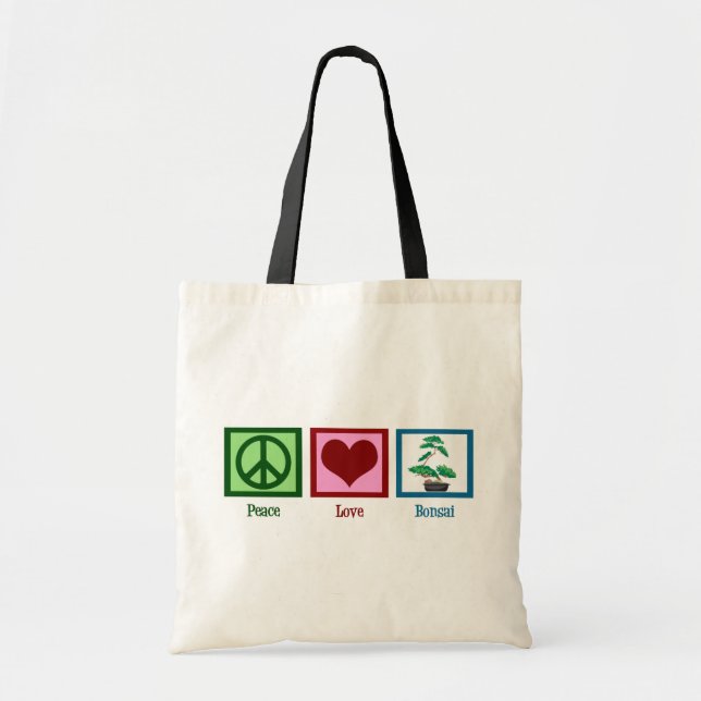 Tote Bag Peace Love Bonsai (Devant)