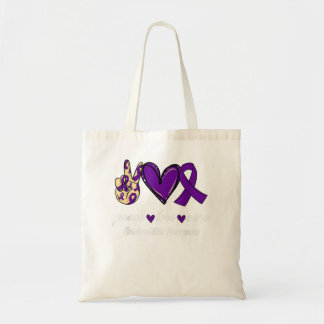 Tote Bag Peace Love Cure Arachnoiditis Purple Ribbon Award