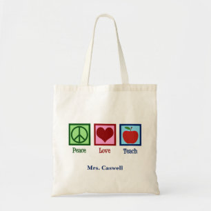 Tote Bag Peace Love Enseignant personnalisé mignon