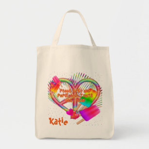 Tote Bag Peace Love et Popsicles-Sac fourre-tout d'alimenta