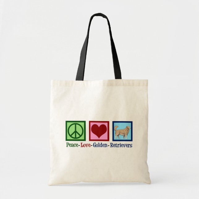 Tote Bag Peace Love Golden Retrivers (Devant)
