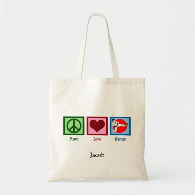 Tote Bag Peace Love Karate Kick Custom (Devant)