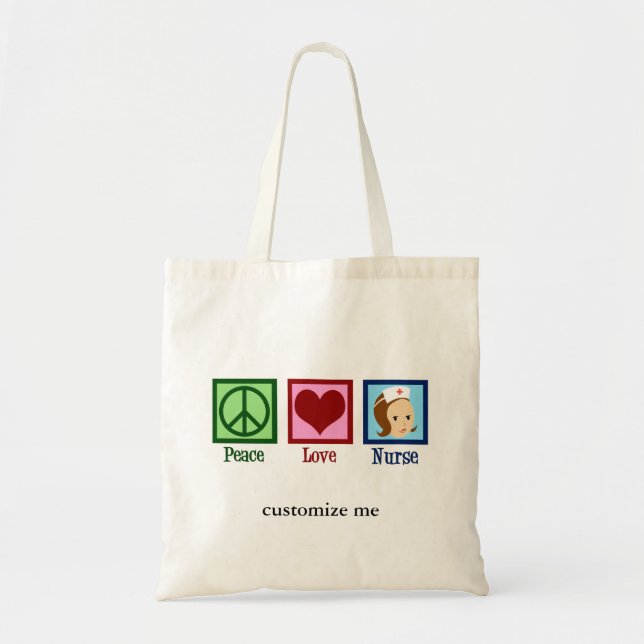 Tote Bag Peace Love Nurse Cute Custom Nurse (Devant)