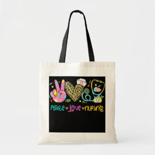 Tote Bag Peace Love Nursing Stethoscope Bunny Nurse