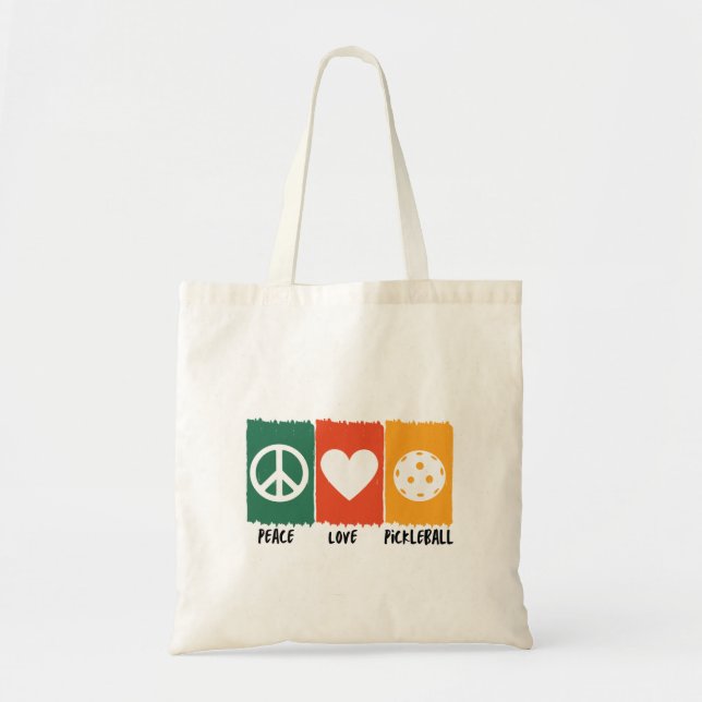 Tote Bag Peace Love Pickleball (Devant)