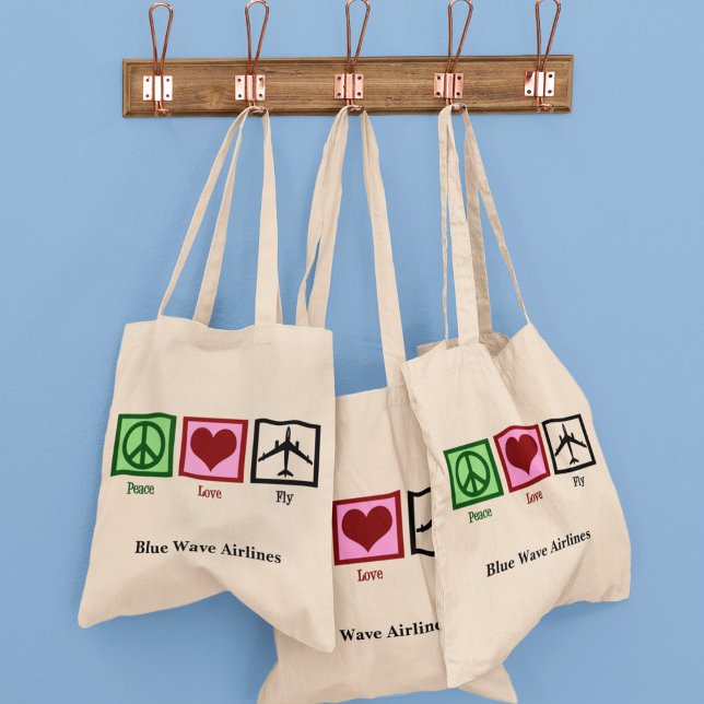 Tote Bag Peace Love Pilote d'avion personnalisé (Créateur téléchargé)