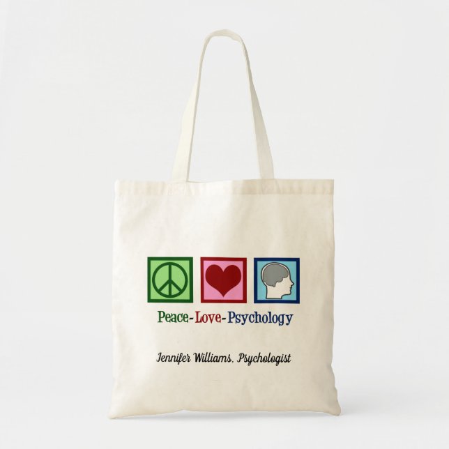 Tote Bag Peace Love Psychology Cute Psychologue Custom (Devant)