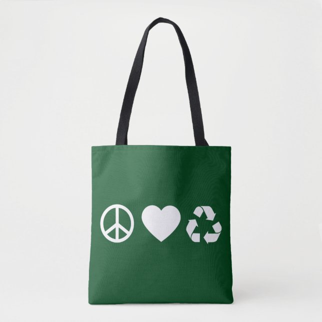 Tote Bag Peace Love Recycle (Devant)
