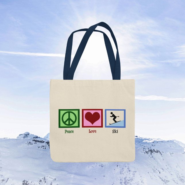 Tote Bag Peace Love Ski Trip Cute Skiing (Créateur téléchargé)