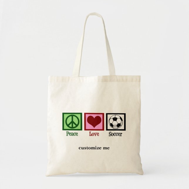 Tote Bag Peace Love Soccer Joueur Football personnalisé (Devant)