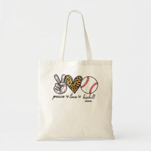 Tote Bag Peace Love Softball mignon Softball amoureux s