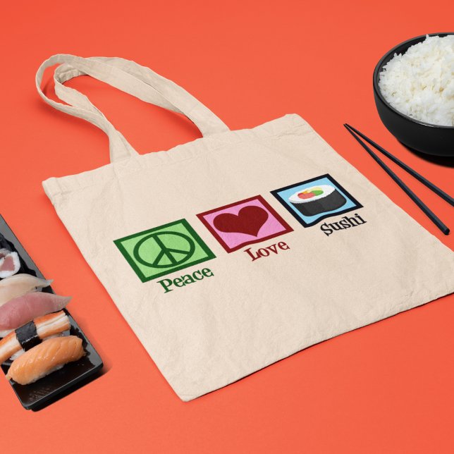 Tote Bag Peace Love Sushi (Créateur téléchargé)