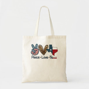 Tote Bag Peace Love Texas TX Texas Flag Funny City Accueil