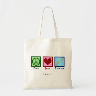 Tote Bag Peace Love Trombone Player Cute Custom